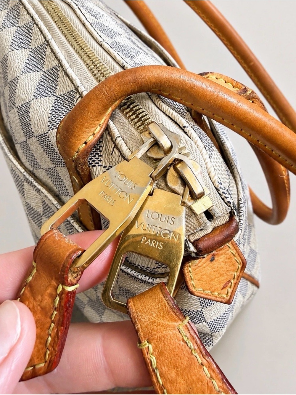Louis Vuitton Figheri PM Tote Shoulder Bag Damier Azur White - Picture 6 of 16